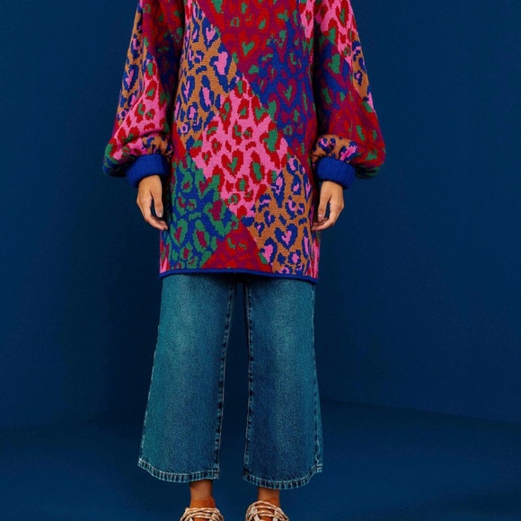 Mixed Leopard Pop Sweater Dress - Picture 3 of 11